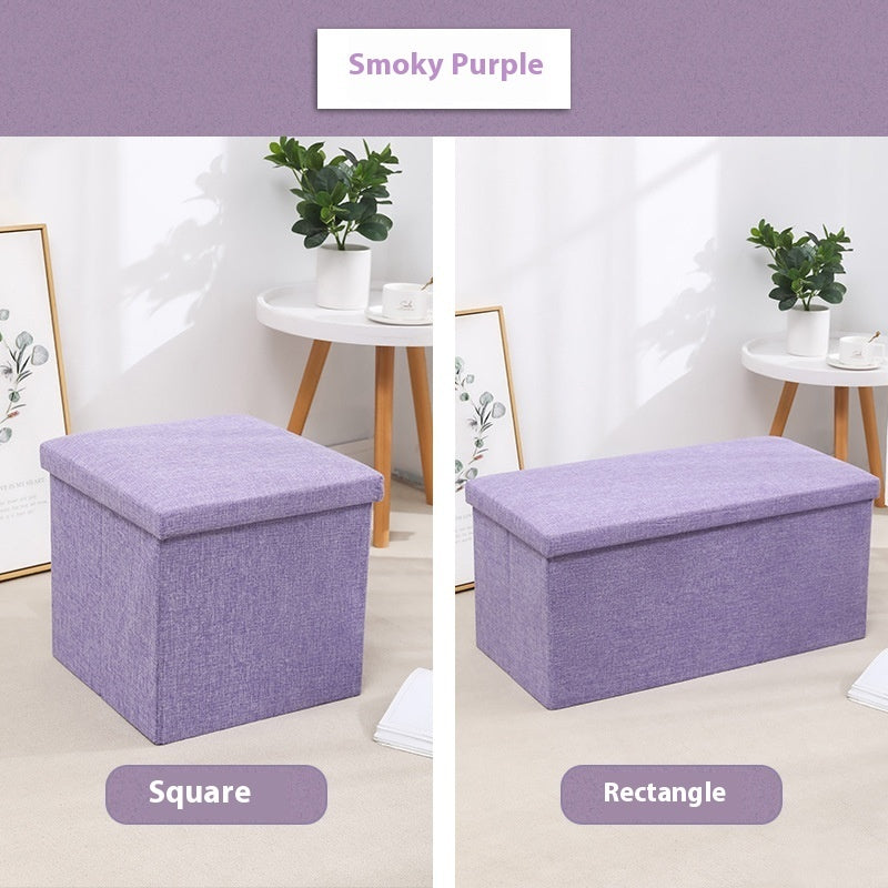 Household Folding Storage Organizer Sofa Shoe Changing Bench Cotton And Linen Storage Stool