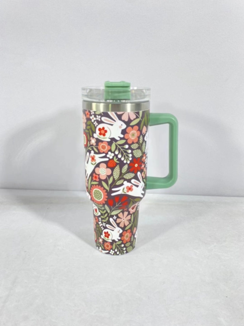 New Christmas Pattern Mug With Handle Lid Straw