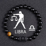 Twelve Constellation Black Glass Tiger-eye Bracelet