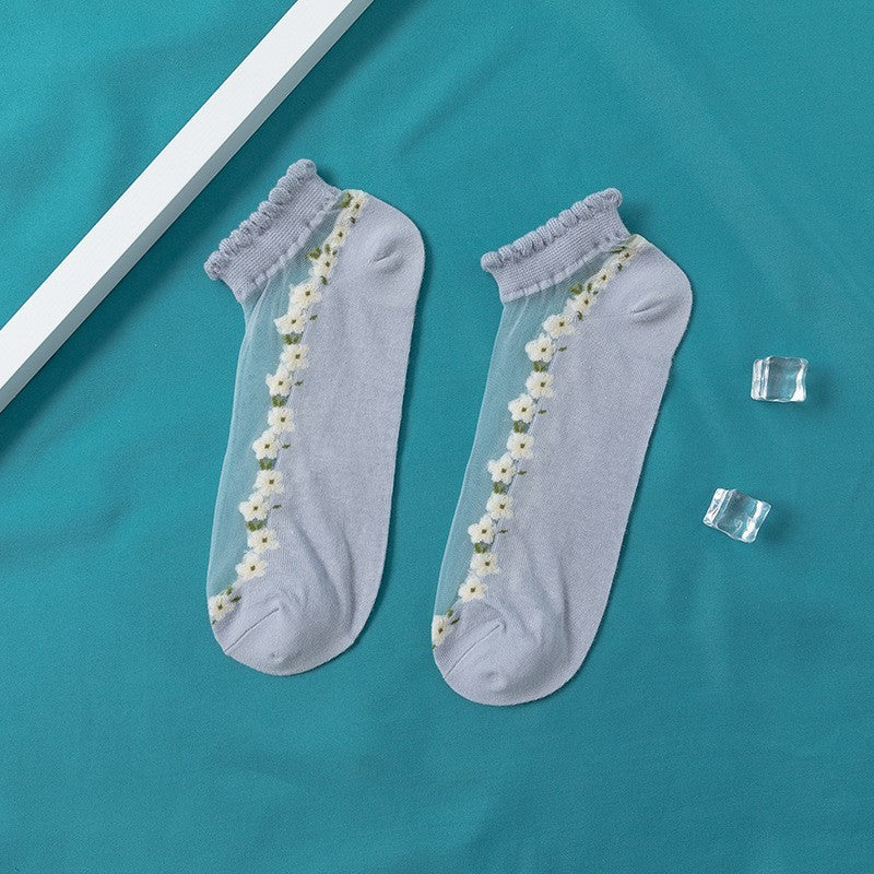 Invisible Floral Lace Socks