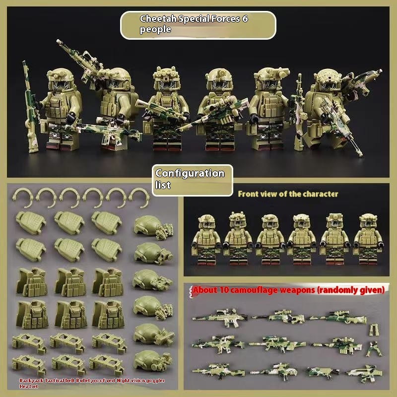 Military Building Blocks Doll Assembled Desert Special Forces