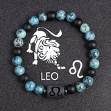 Twelve Constellations Bracelets 8mm Obsidian String Beads Natural Stone