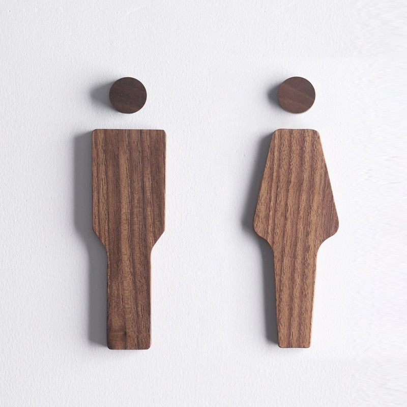 Solid Wood Men's And Women's Bathroom Signs Wooden Bathroom Signs