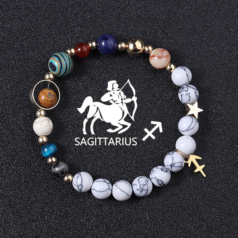 European And American Twelve Constellations Bracelets White Turquoise Eight Planets