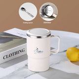 304 Stainless Steel Mug Cup With Cover Spoon