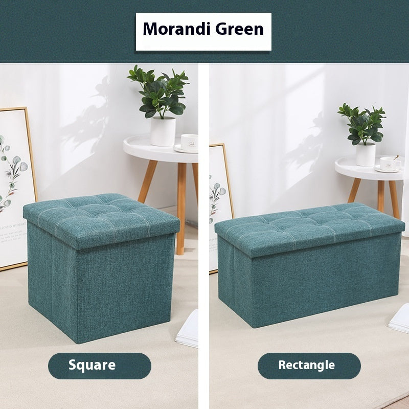 Household Folding Storage Organizer Sofa Shoe Changing Bench Cotton And Linen Storage Stool