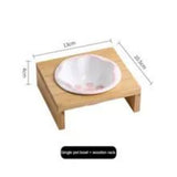Wooden Frame Ceramic Pet Bowl