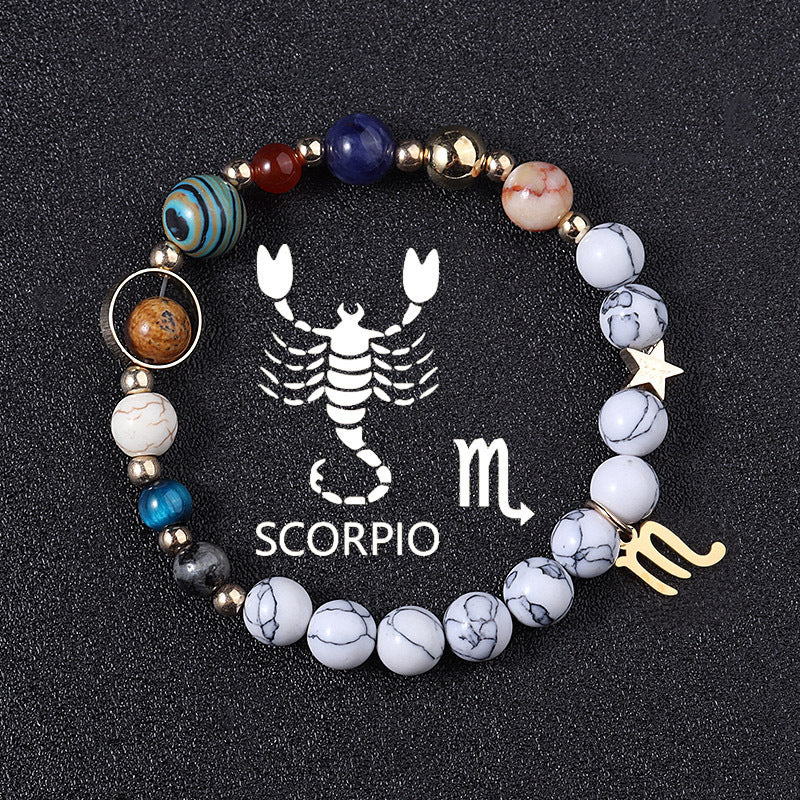 European And American Twelve Constellations Bracelets White Turquoise Eight Planets