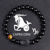 Twelve Constellation Black Glass Tiger-eye Bracelet
