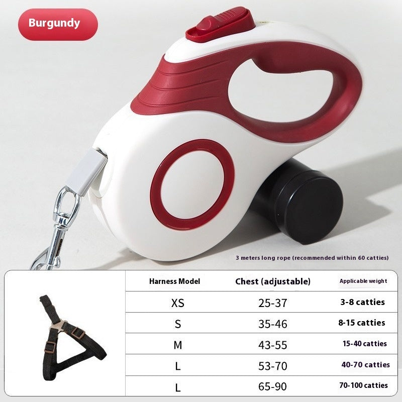 Dog Automatic Retractable Leash Explosion-proof Medium And Large Out Dog Chain With Trash Can Pet Dog Leash