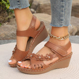Women's Hollow-out Flower Platform Plus Size Wedge Sandals