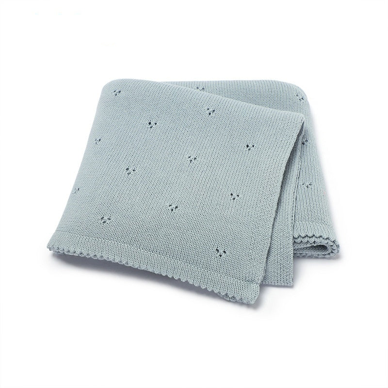 Baby Boys' And Girls' Knitted Solid Color Hollow-out Dot Quilt Quilt
