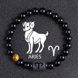 Twelve Constellation Black Glass Tiger-eye Bracelet