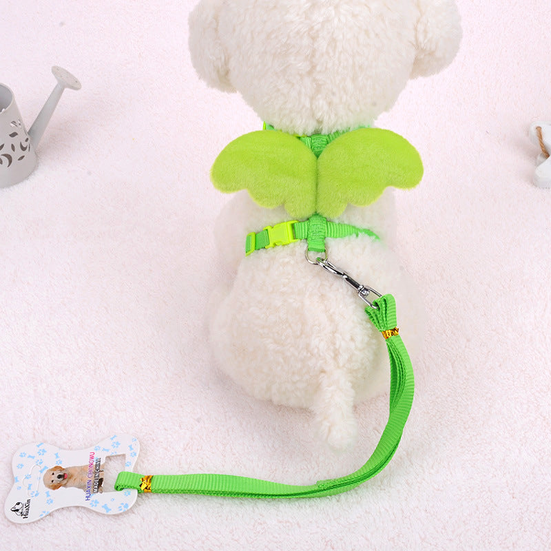 Pet Walking Dog Angel Wings Hand Holding Rope