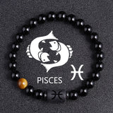 Twelve Constellation Black Glass Tiger-eye Bracelet