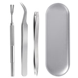 Stainless Steel Tick Clip Pet Dog Louse Clip 3-piece Set Cat Flea Tweezers Bug Catching Grate Clip Tool
