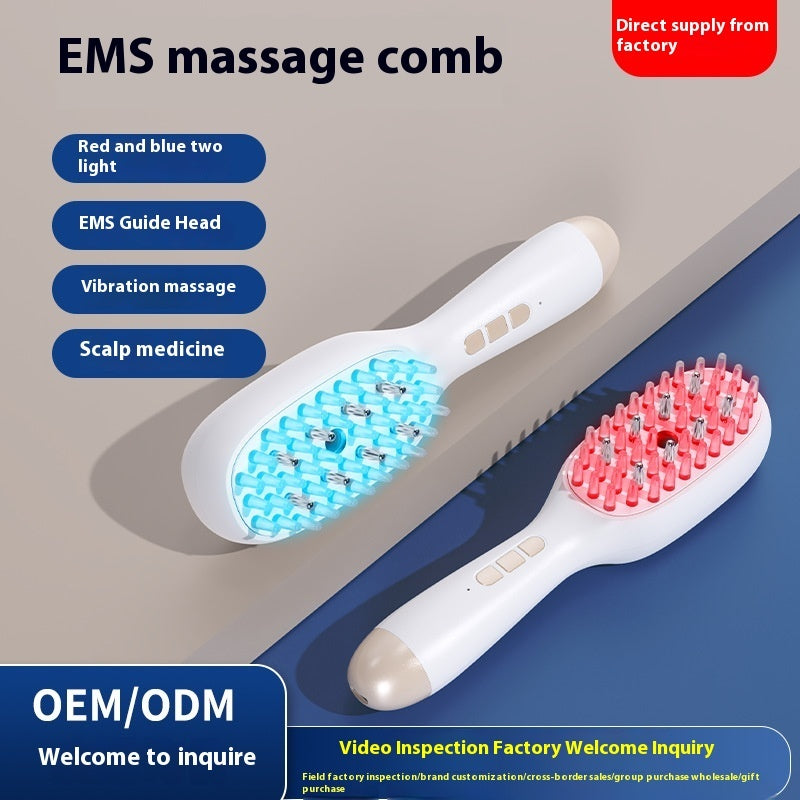 Red Blue Light Physiotherapy Instrument Anti-off Hair Growth Device Electric Massage Comb Spray Comb