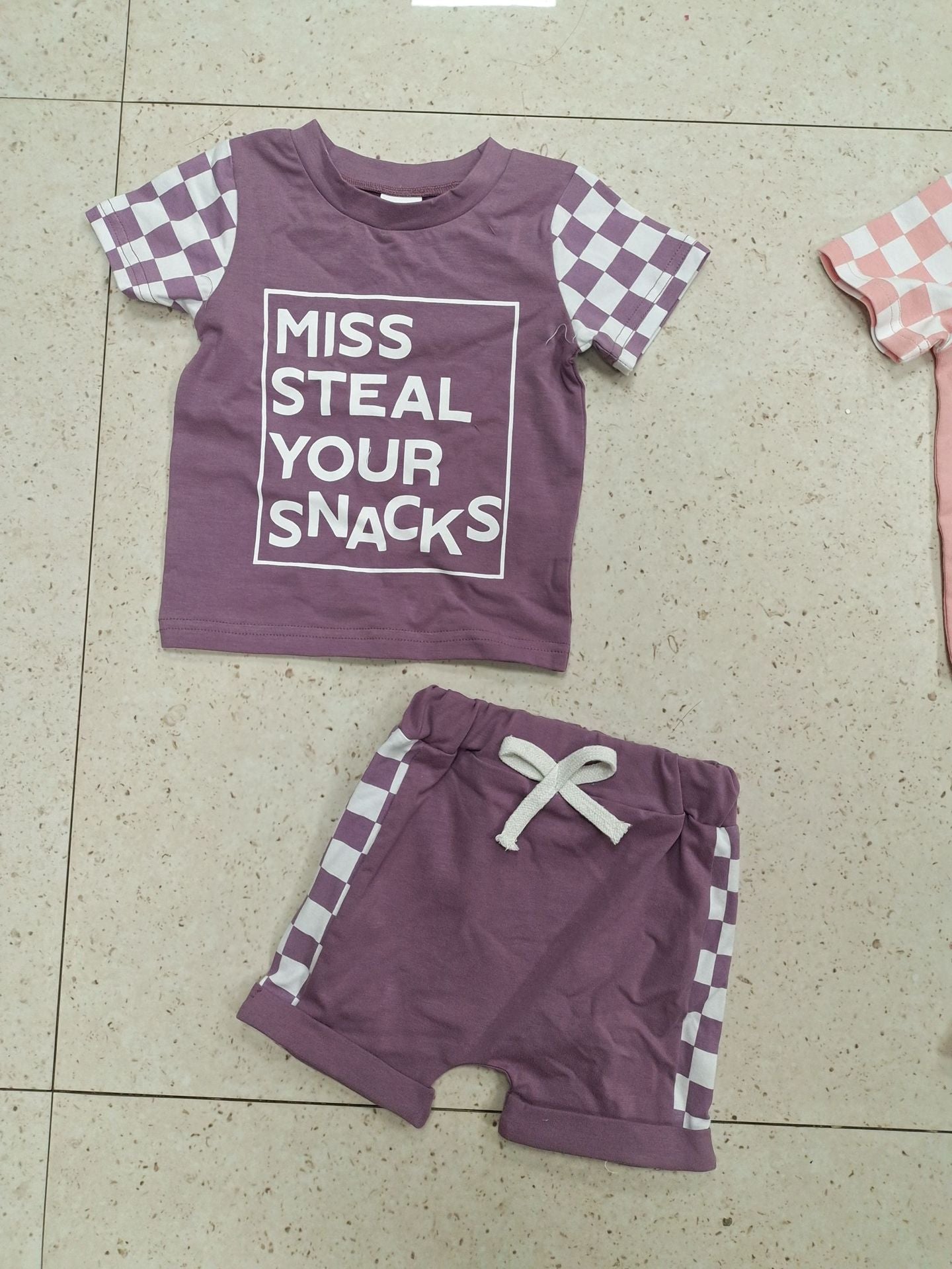 Printed Short-sleeved Shorts Suit Girls