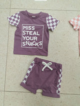 Printed Short-sleeved Shorts Suit Girls