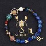 Twelve Constellations Bracelets Natural Stone Cut Surface Hemp Stone Eight Planets