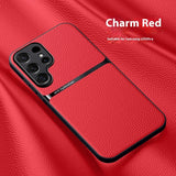 Litchi Leather Pattern Car Magnetic Anti-fall Phone Case
