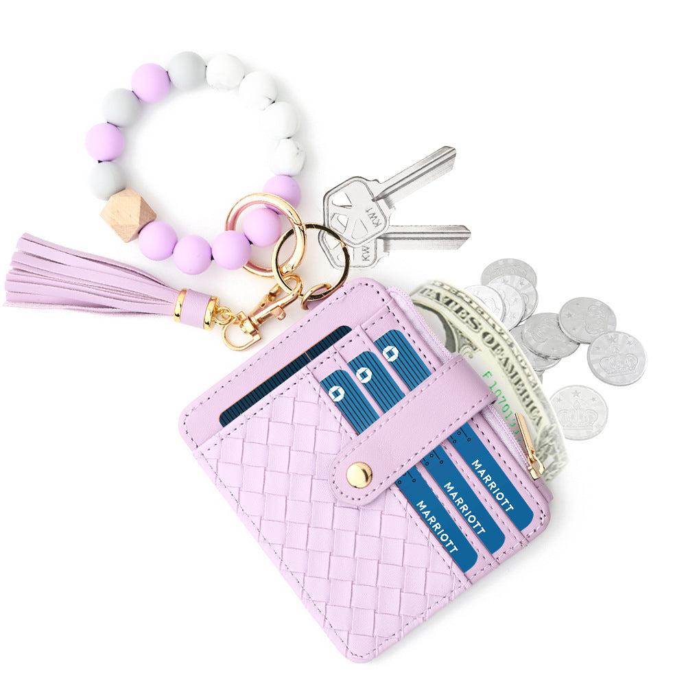 Silicone with Beads Wrist Multi-layer Large-capacity Coin and Cards Purse