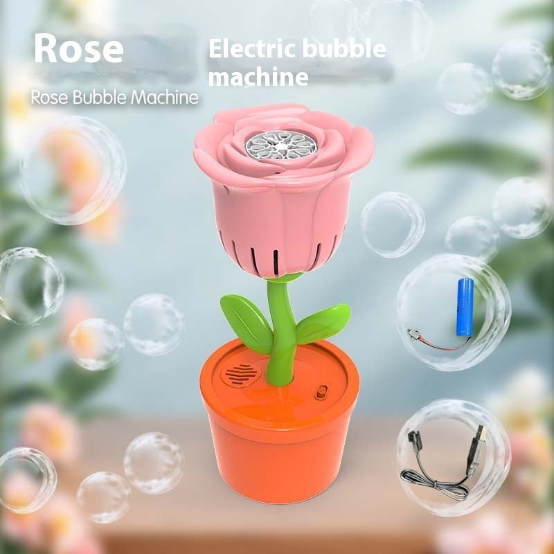 Cross-border Automatic Rose Sunflower Street Lamp Bubble Machine