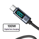 PD20 Charging 66W Charge Braiding Thread Aluminum Alloy Digital Display Fast Charge Data Cable