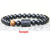 Twelve Constellation Elastic Bracelet Men Obsidian Couple