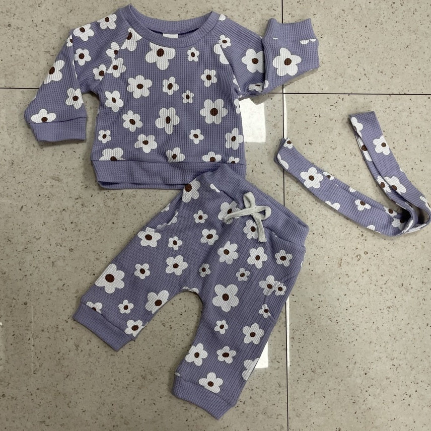 Personality New Waffle Print Sweater Suit