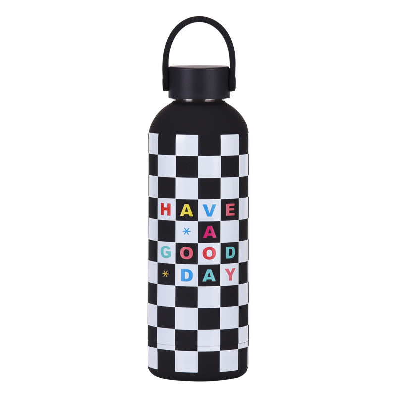 500ml Double-layerd Stainless Steel Insulation Mug Portable Handle Student Children Outdoor Sports Water Bottle