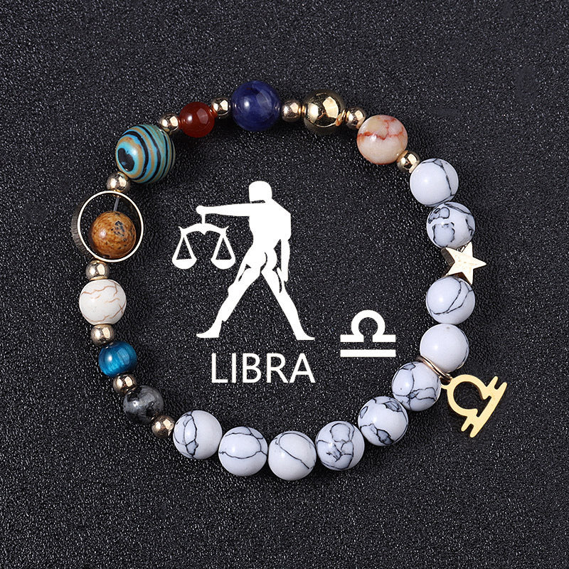 European And American Twelve Constellations Bracelets White Turquoise Eight Planets