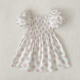 Girls' Short-sleeved Floral Dress
