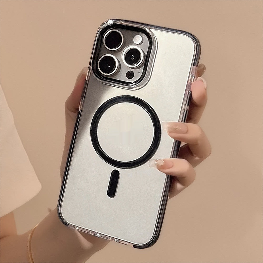 Solid Color Magnetic Drop-resistant Frame Silicone Phone Case
