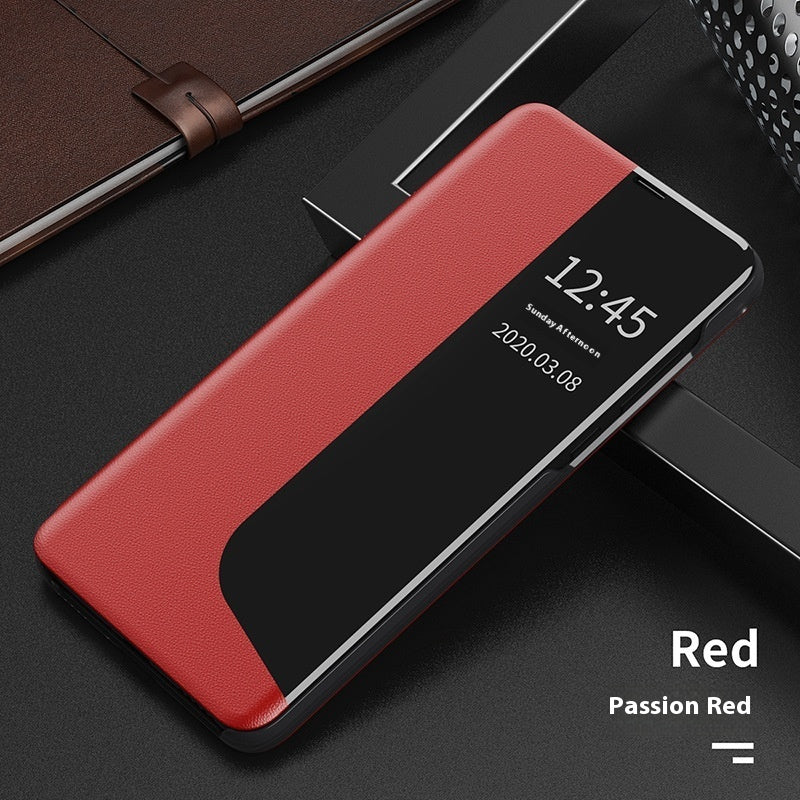 Side Window Magnetic Light And Drop-resistant Flip Bracket Phone Case