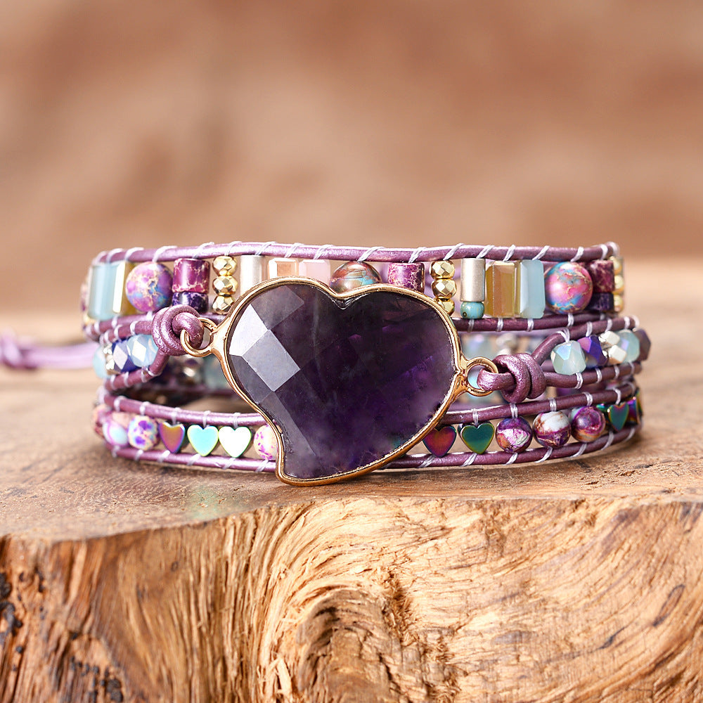 Handmade Bracelet Beads Leather Rope