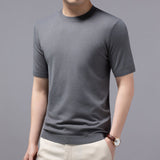 Spring And Summer New Knitted Round Neck Short-sleeved Shirt Bottoming Shirt For Men