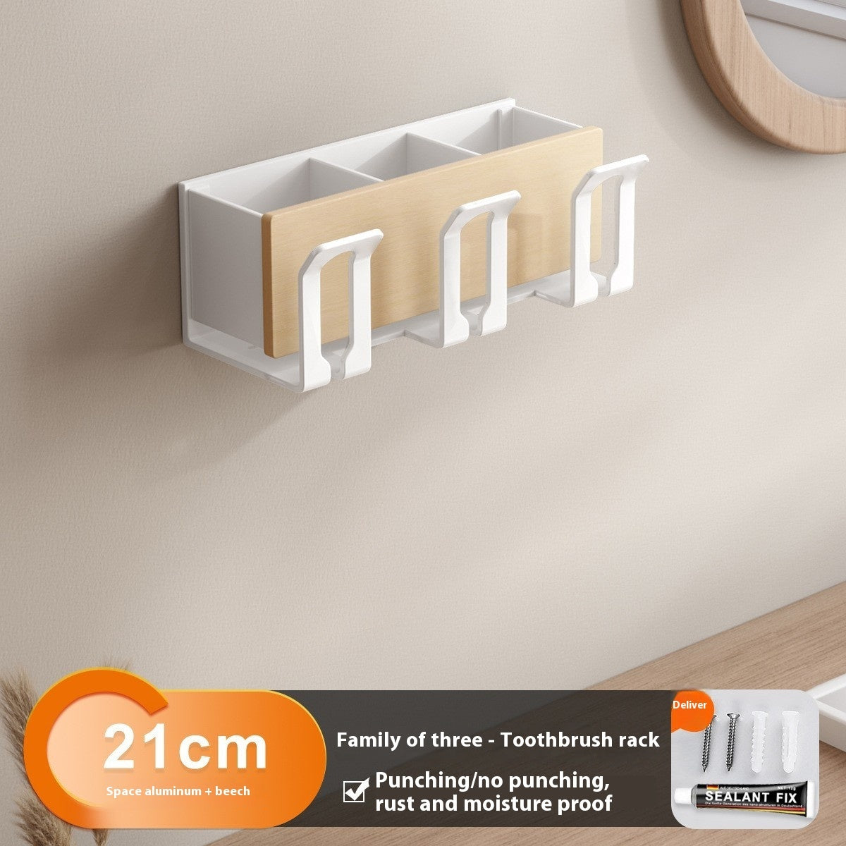 Household Portable Bathroom Walnut Toothbrush Storage Rack