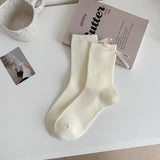 Heel Bow Socks For Women Middle Tube Pure Cotton Spring And Autumn