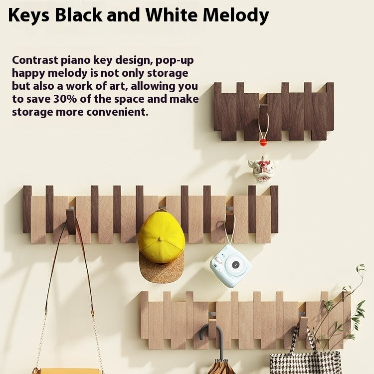 Solid Wood Simplicity Keys Clothes Hook Wall Home Door Hallway Hanger Punch-free