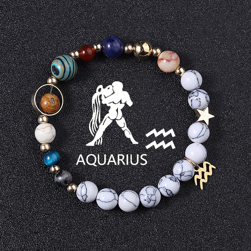 European And American Twelve Constellations Bracelets White Turquoise Eight Planets