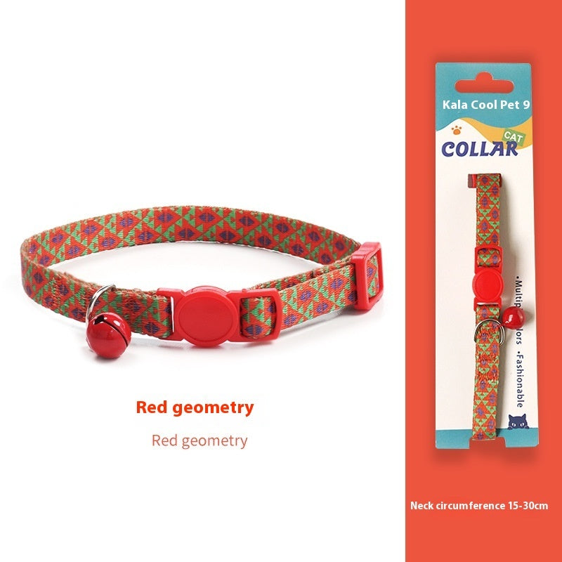 Woven Collar Bell Anti-suffocation Comfortable Safety Buckle Pet Decoration