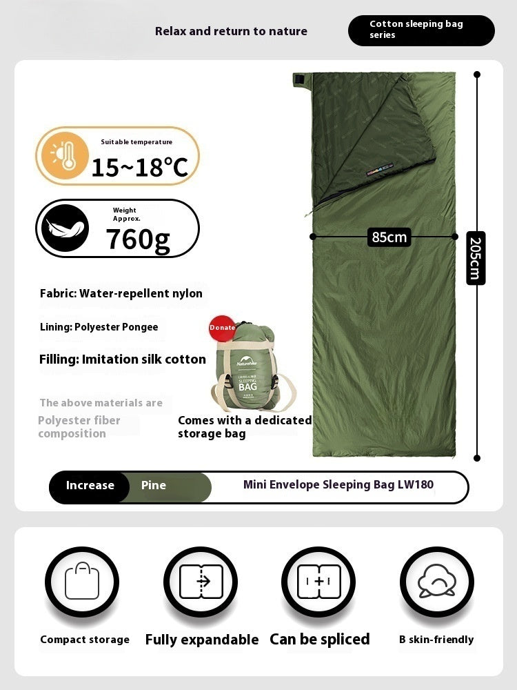 Summer Envelope Thin Sleeping Bag Outdoor Camping Travel Separate Dirty Quilt Portable