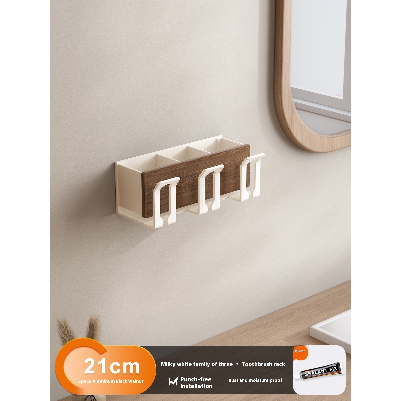 Household Portable Bathroom Walnut Toothbrush Storage Rack
