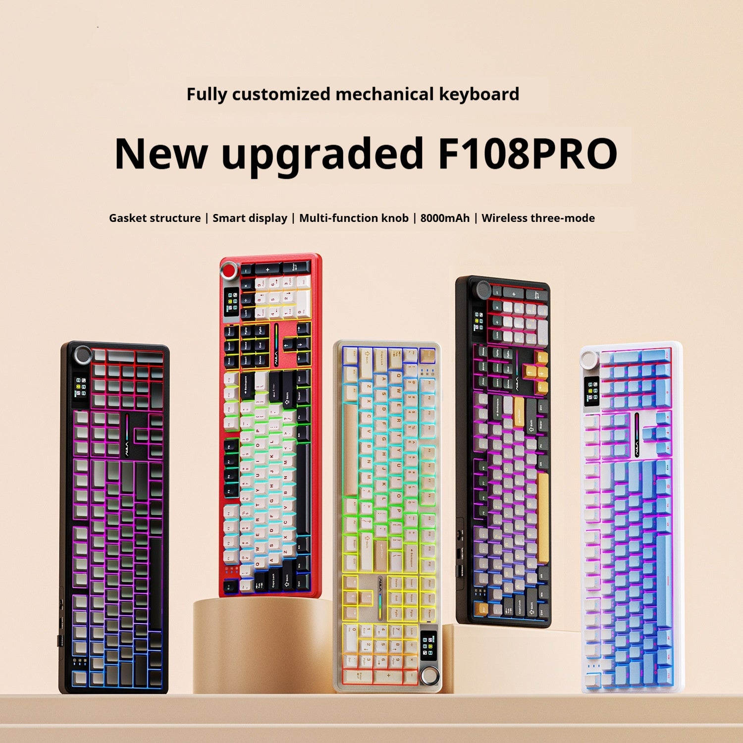 F108pro Wireless Bluetooth Three-model Customized Mechanical Keyboard