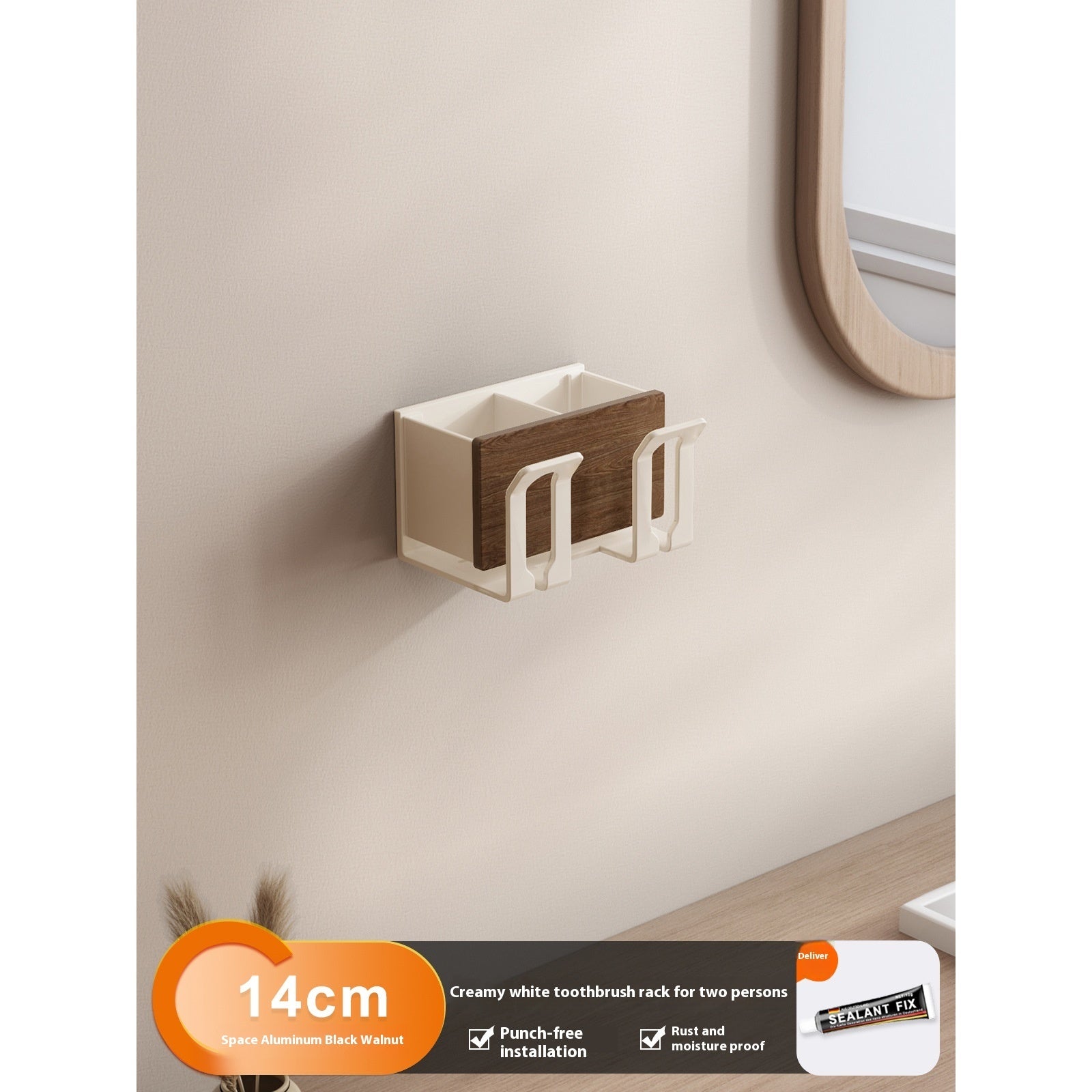 Household Portable Bathroom Walnut Toothbrush Storage Rack