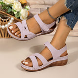 Plus Size Peep Toe Sandals Outer Wear Velcro
