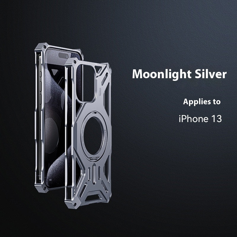Aluminum Alloy Phone Case Full-covered Magnetic Rotating Bracket