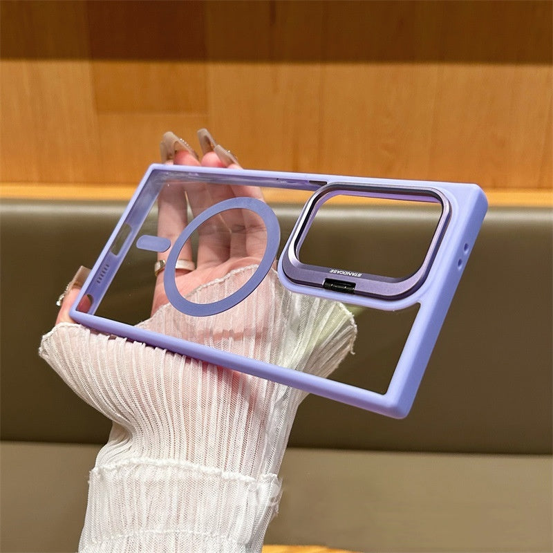Lens Frame Bracket Simple Transparent Phone Case Magnetic Protective Cover