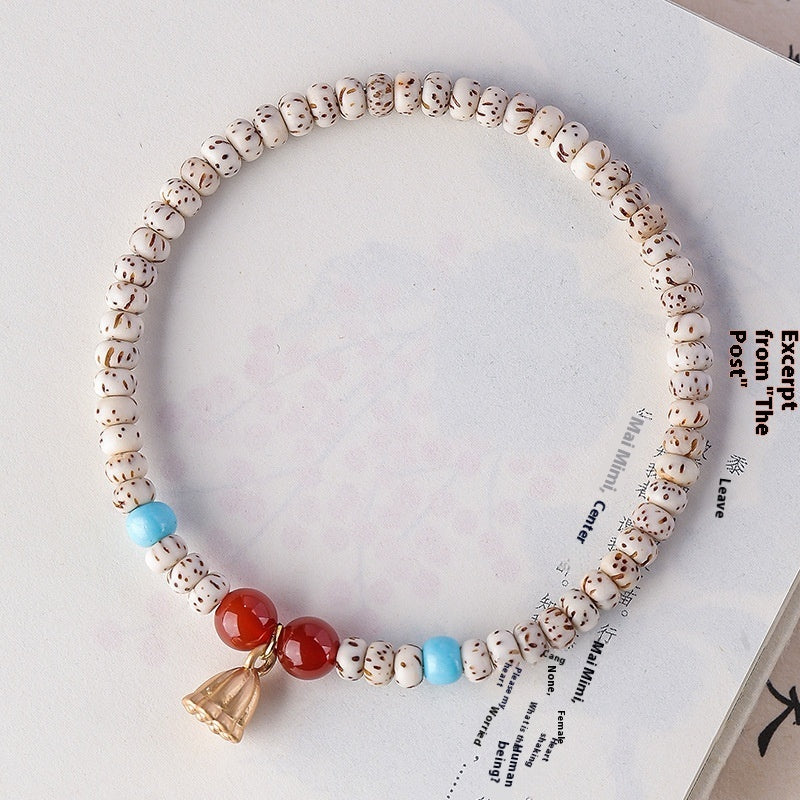 Mini Xingyue Bodhi Single-wrap Bracelet Crescent Moon High Density Smooth And White